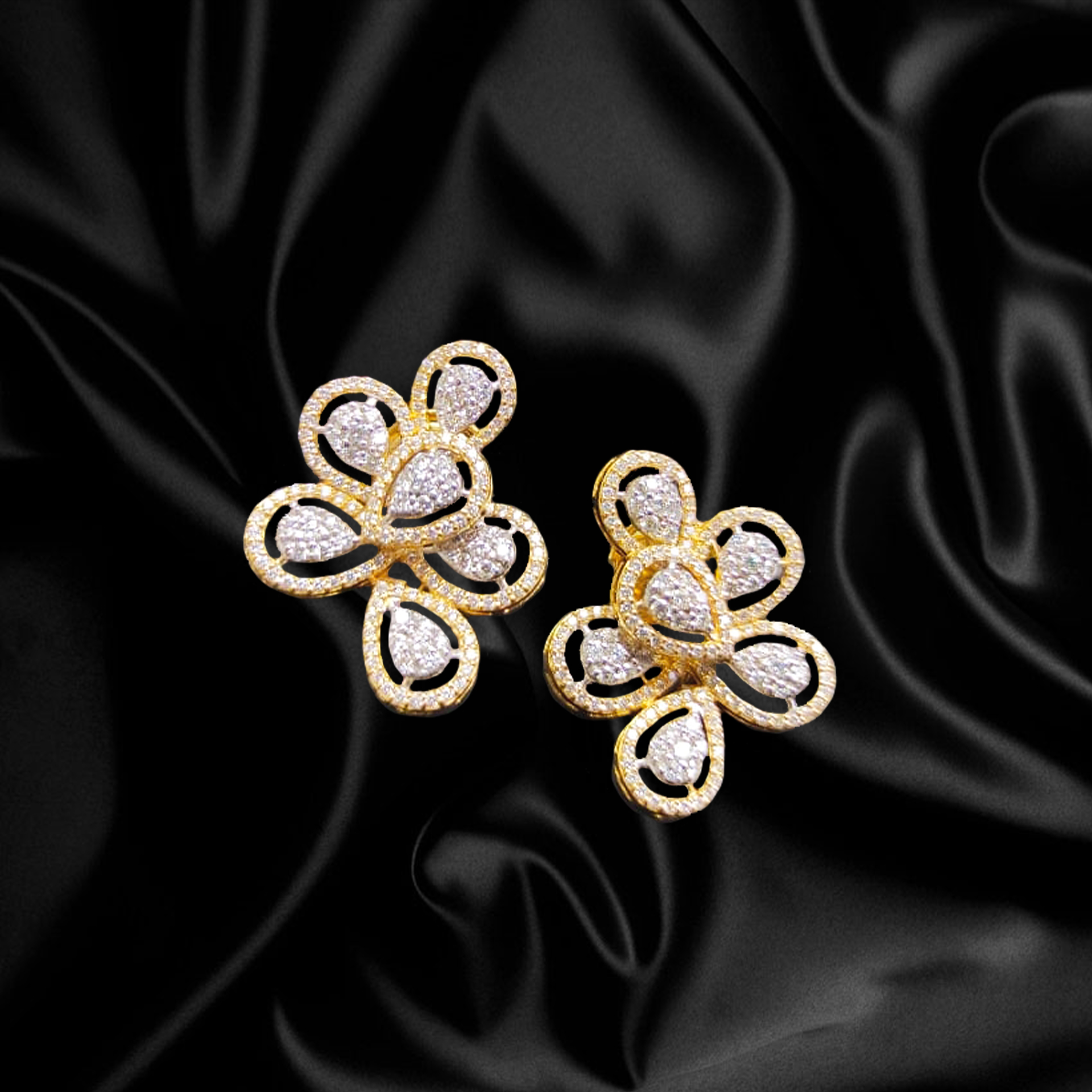 Drop Cluster Diamond Earrings