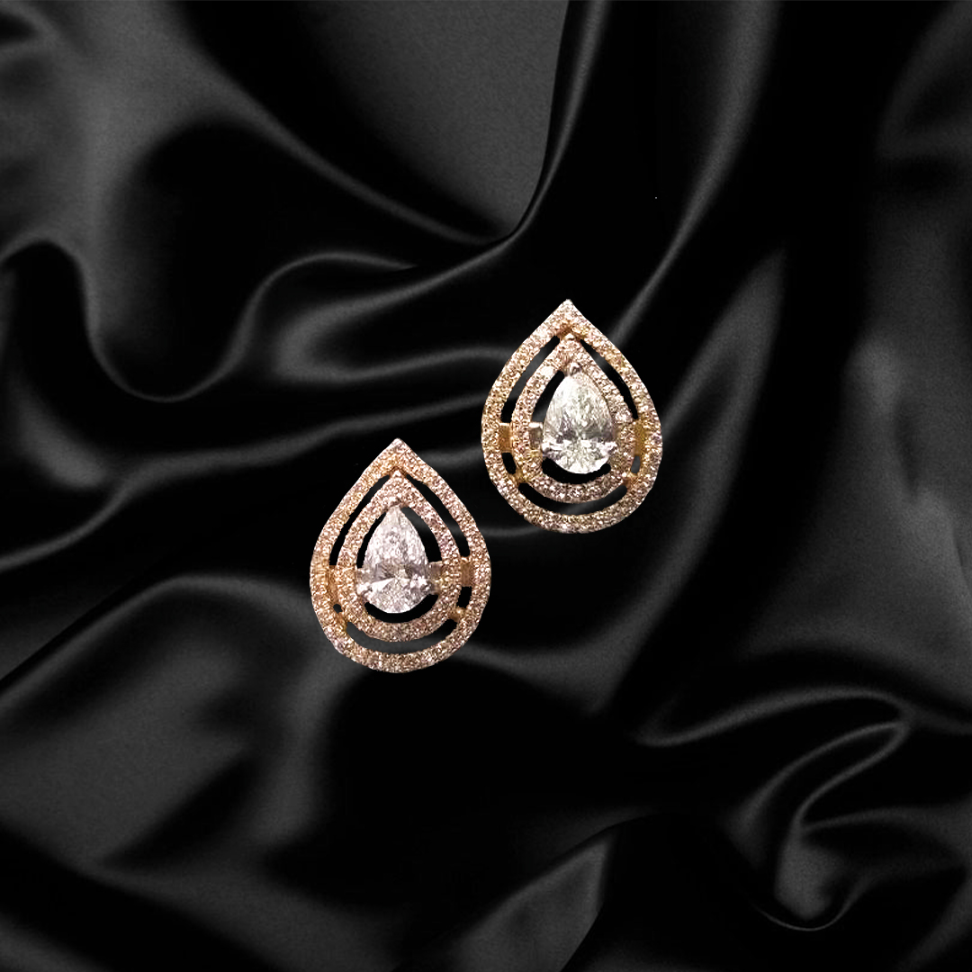 Drop Double Halo Diamond Studs