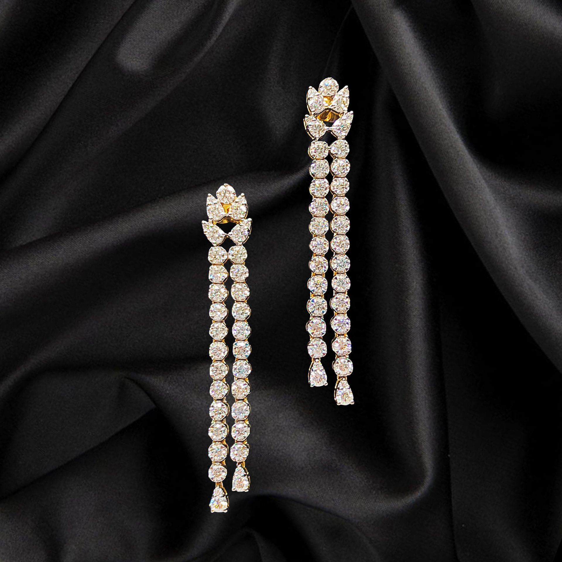 Double Line Diamond Earrings