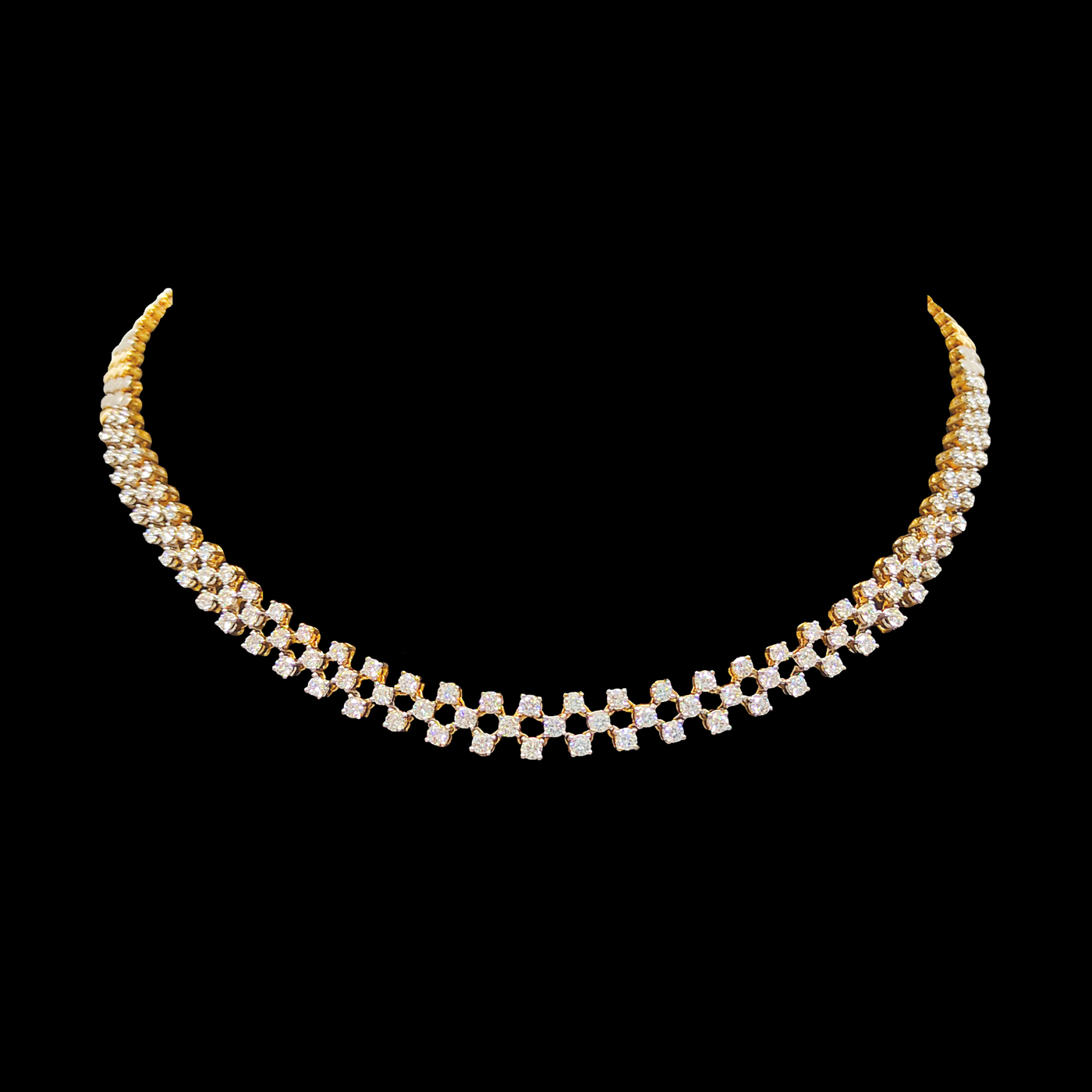 Three Row Diamond Necklace
