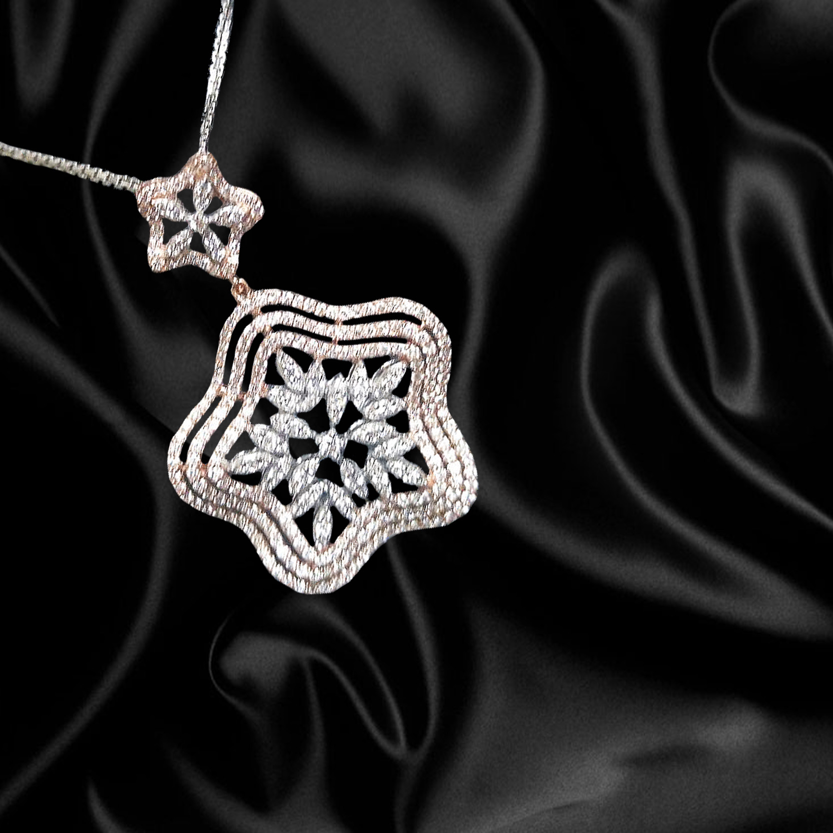 The Two Flower Diamond Pendant